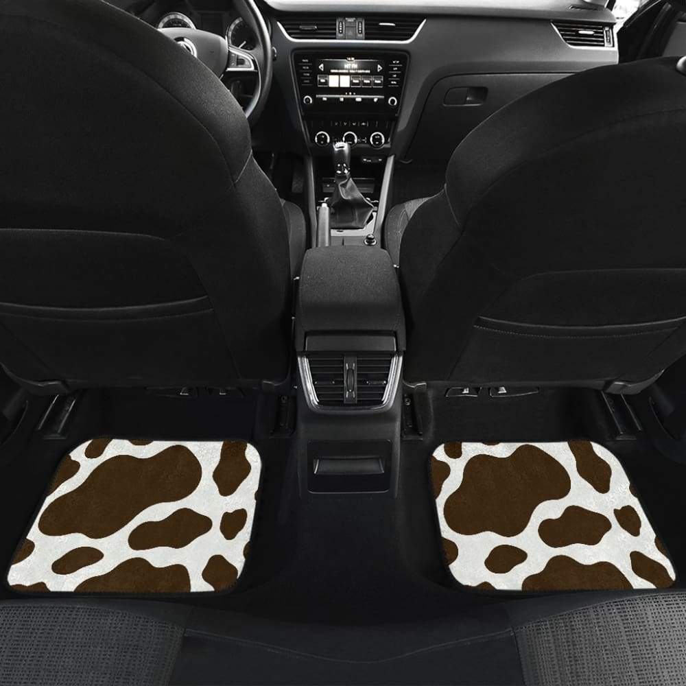 Brown Cowhide Printed Car Floor Mats 211206 - YourCarButBetter