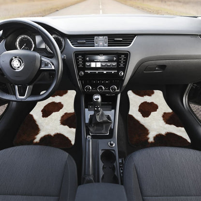Brown Cowhide Printed Car Floor Mats 211804 - YourCarButBetter