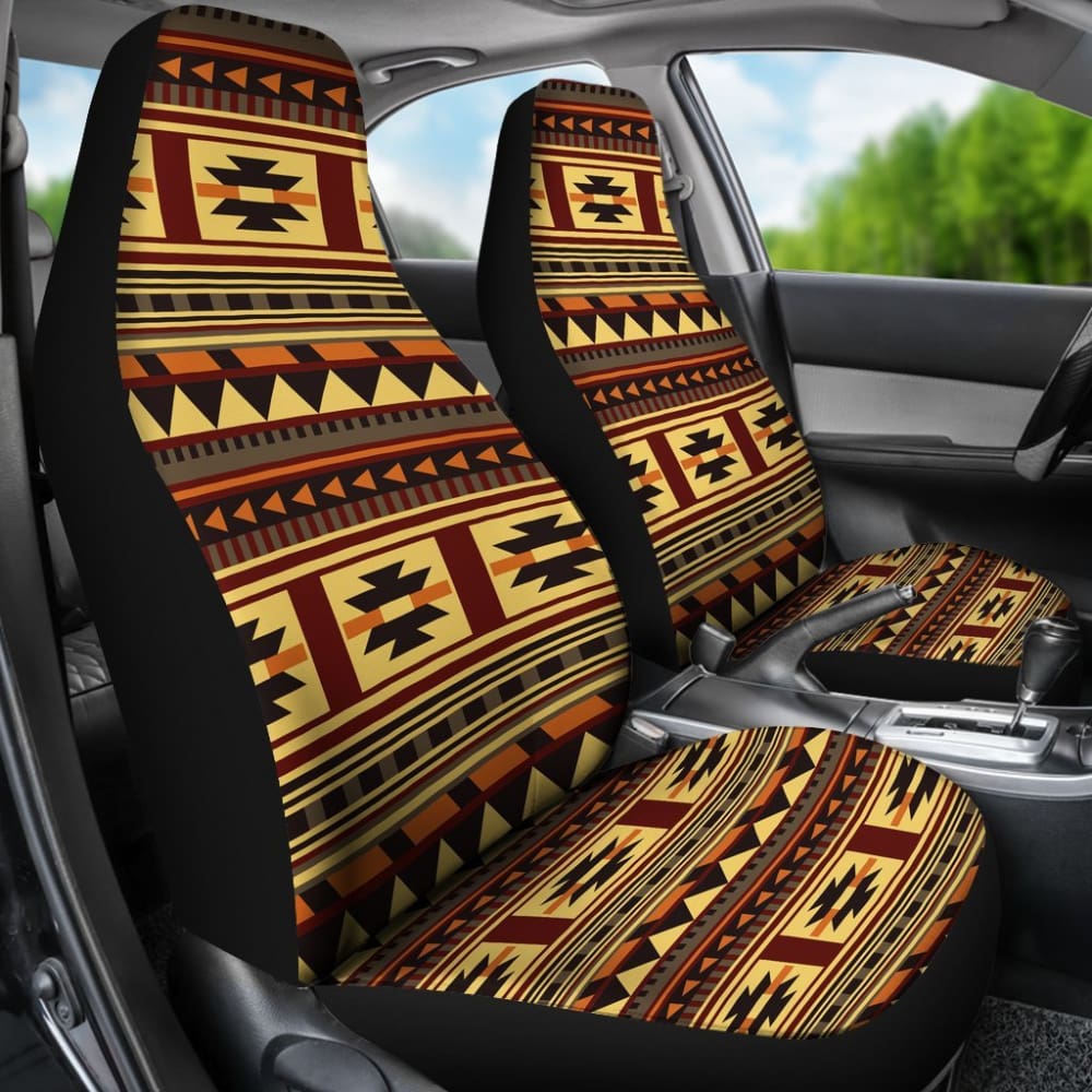 Brown Ethnic Pattern Native Car Seat Covers 093223 - YourCarButBetter