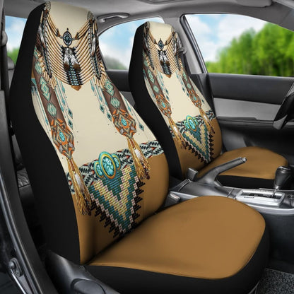 Brown Pattern Breastplate Native American Car Seat Cover 093223 - YourCarButBetter