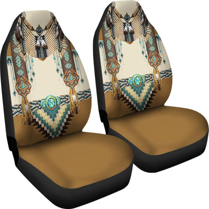Brown Pattern Breastplate Native American Car Seat Cover 093223 - YourCarButBetter