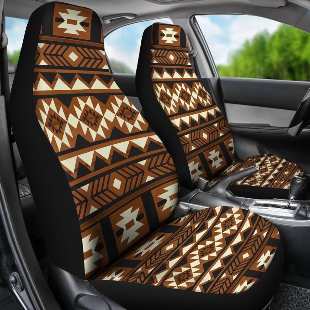 Brown Pattern Native Car Seat Covers 093223 - YourCarButBetter