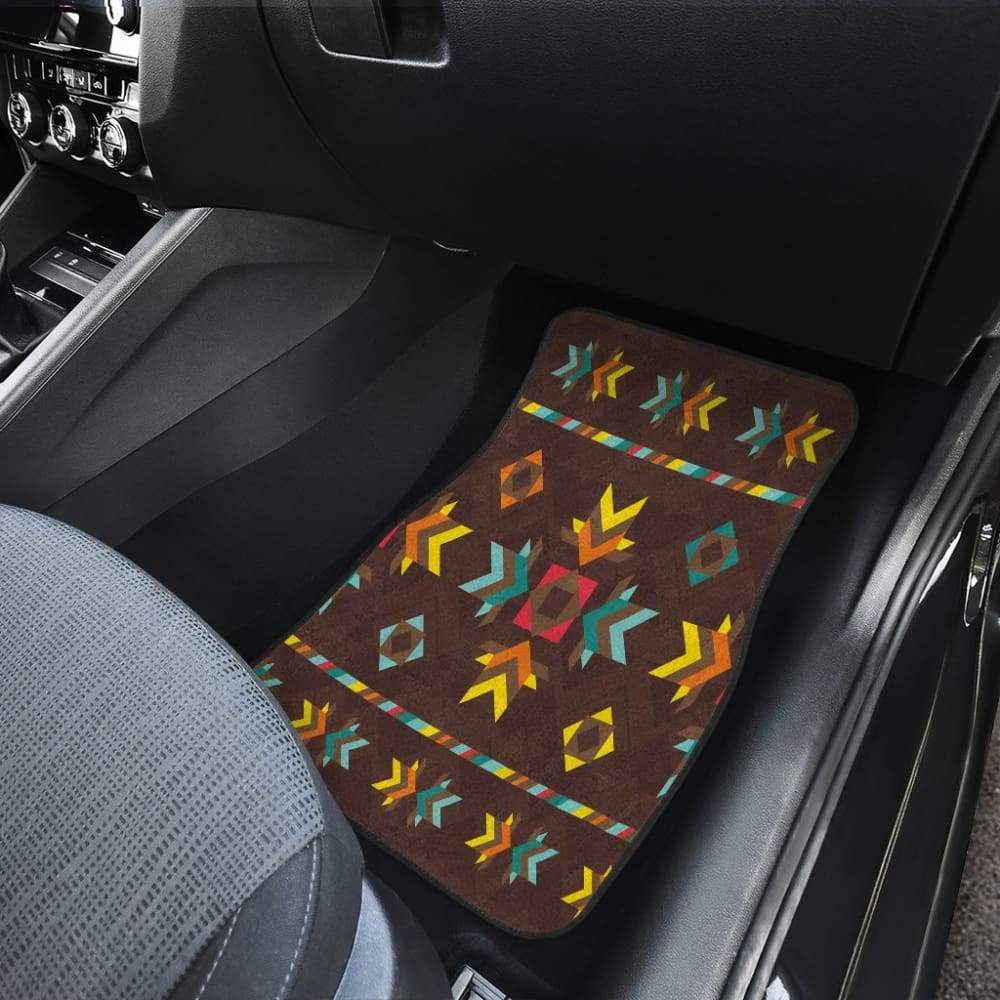 Brown Pattern Native Front And Back Car Mats 093223 - YourCarButBetter