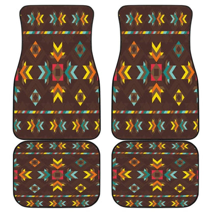 Brown Pattern Native Front And Back Car Mats 093223 - YourCarButBetter