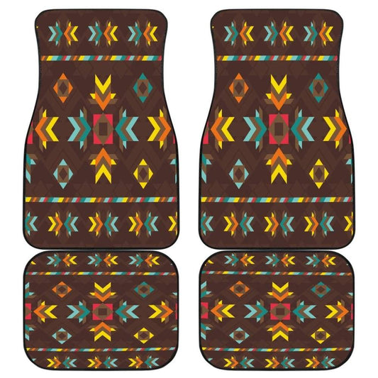 Brown Pattern Native Front And Back Car Mats 093223 - YourCarButBetter