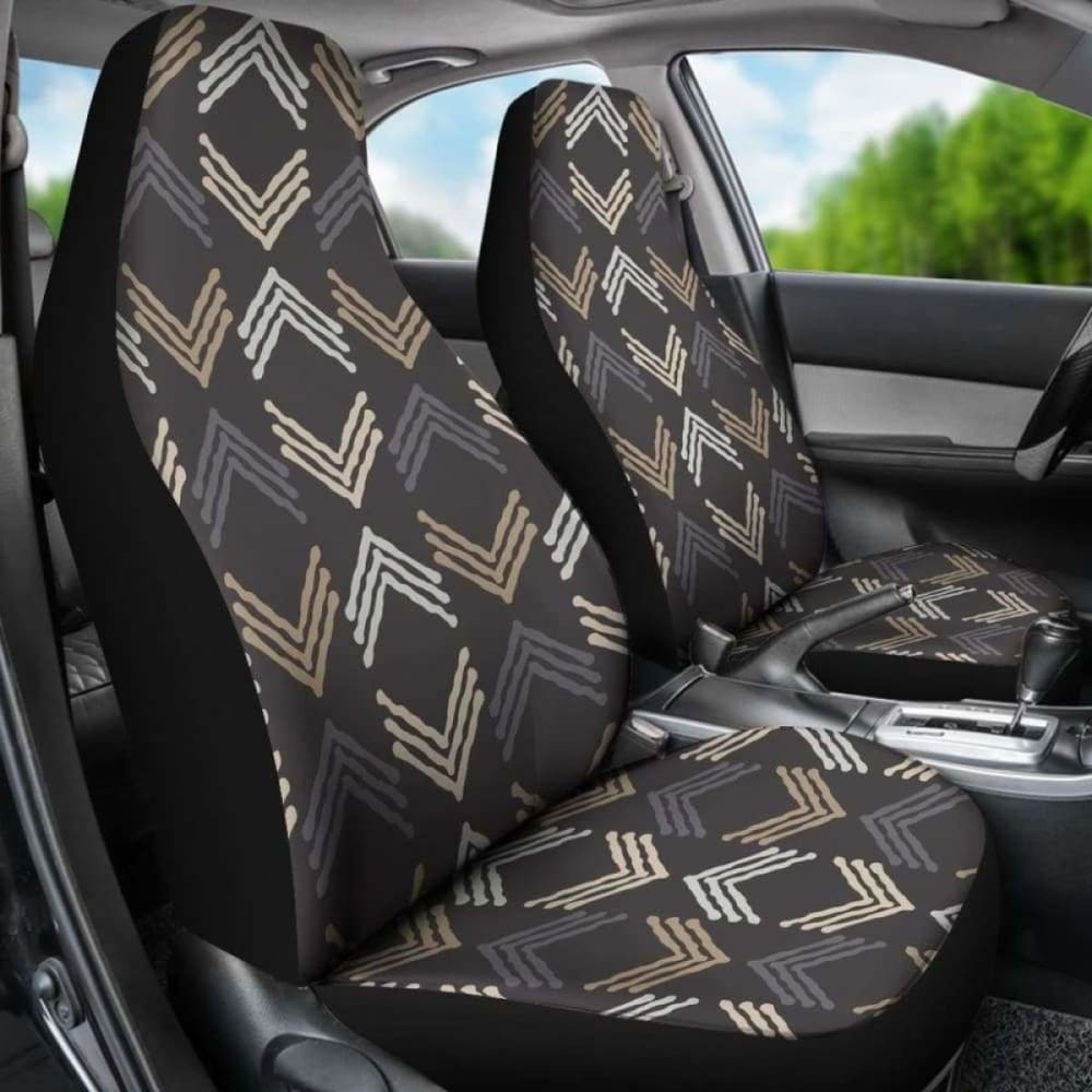 Brown Tan Gray White Boho Ethnic Car Seat Covers 105905 - YourCarButBetter