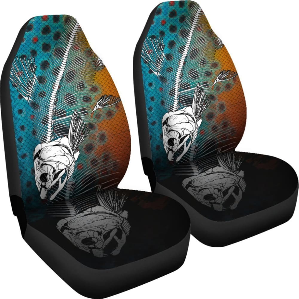 Brown Trout Bones And Skin Pattern Fishing Car Seat Covers 182417 - YourCarButBetter