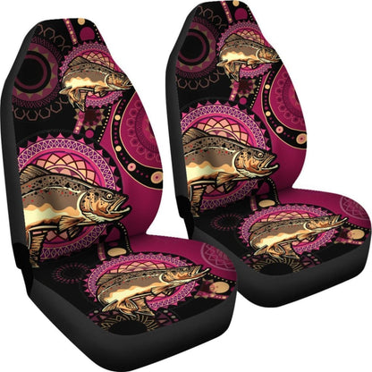 Brown Trout Fishing Car Seat Covers Ethnic Pattern Decor 182417 - YourCarButBetter