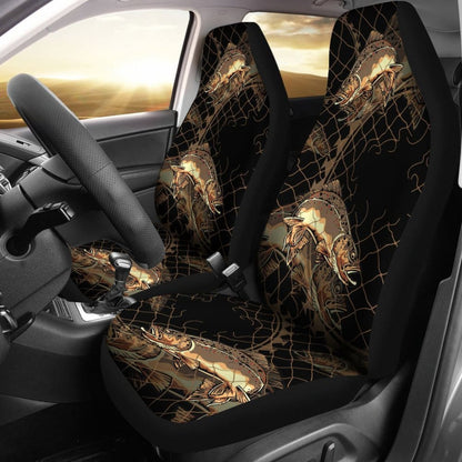 Brown Trout In The Net Fishing Car Seat Covers 182417 - YourCarButBetter