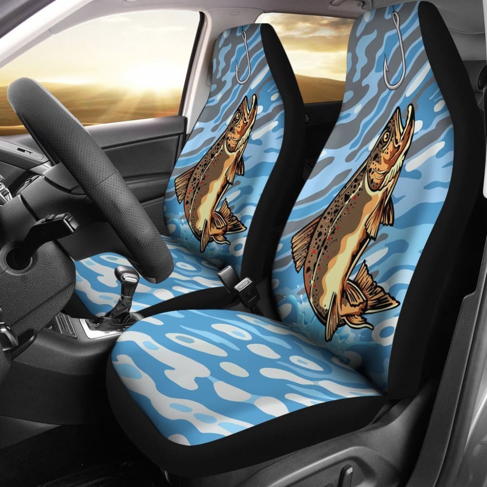 Brown Trout On The Water Fishing Car Seat Covers 182417 - YourCarButBetter