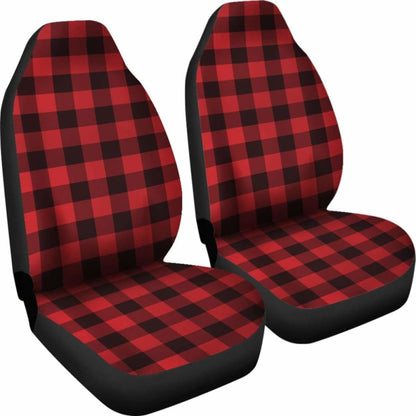 Buffalo Plaid Car Seat Covers Red Black 105905 - YourCarButBetter