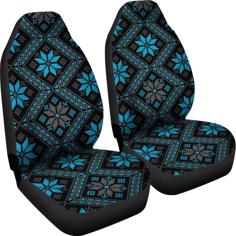 Bulgarian Boho Chic Light Blue Star Flower Car Seat Covers 101819 - YourCarButBetter