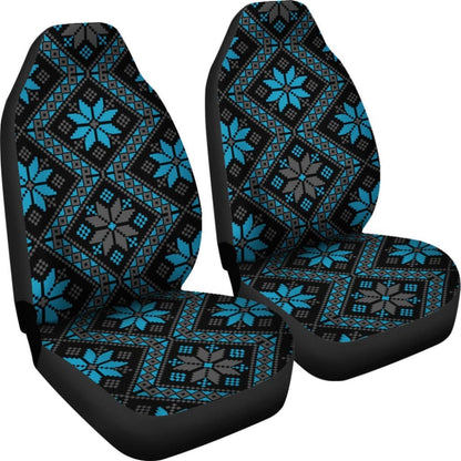 Bulgarian Boho Chic Light Blue Star Flower Car Seat Covers 101819 - YourCarButBetter