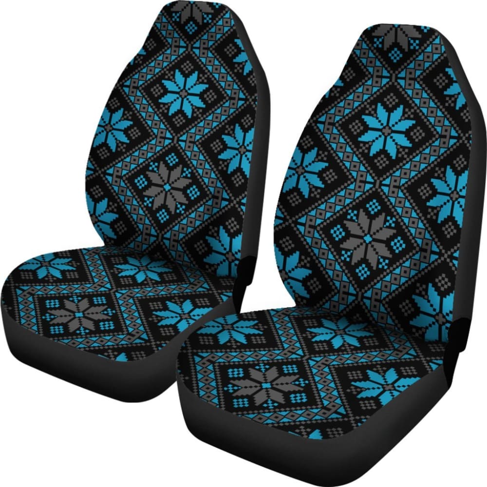 Bulgarian Boho Chic Light Blue Star Flower Car Seat Covers 101819 - YourCarButBetter