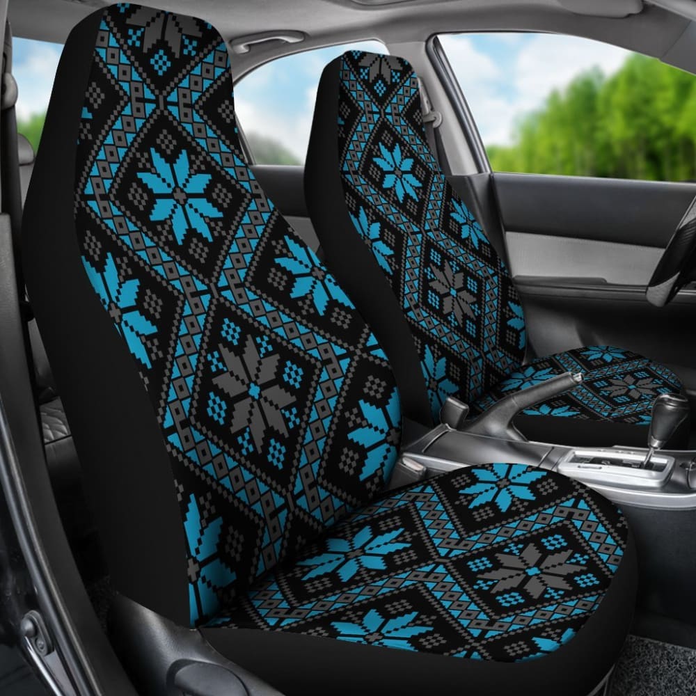 Bulgarian Boho Chic Light Blue Star Flower Car Seat Covers 101819 - YourCarButBetter