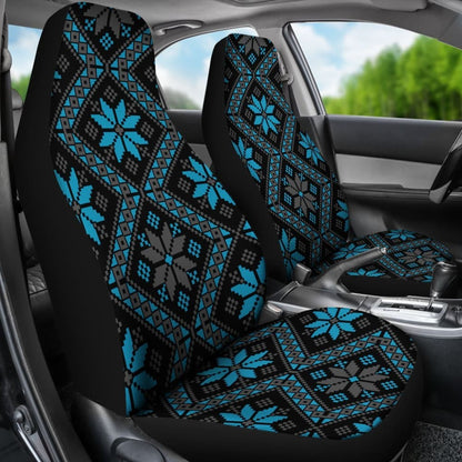 Bulgarian Boho Chic Light Blue Star Flower Car Seat Covers 101819 - YourCarButBetter