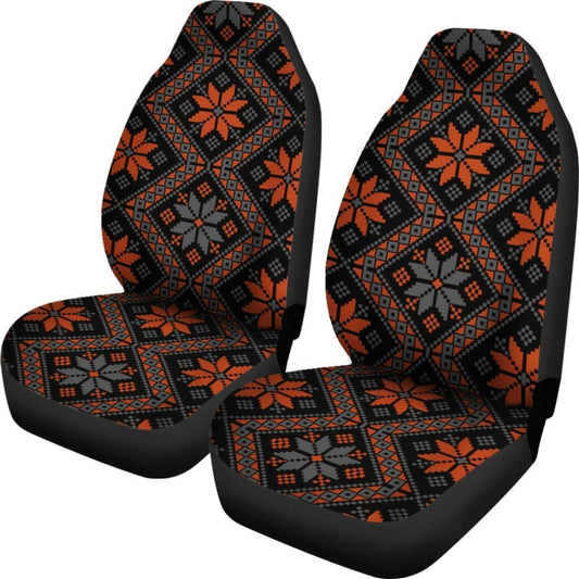 Bulgarian Boho Chic Orange Star Flower Car Seat Covers 101819 - YourCarButBetter