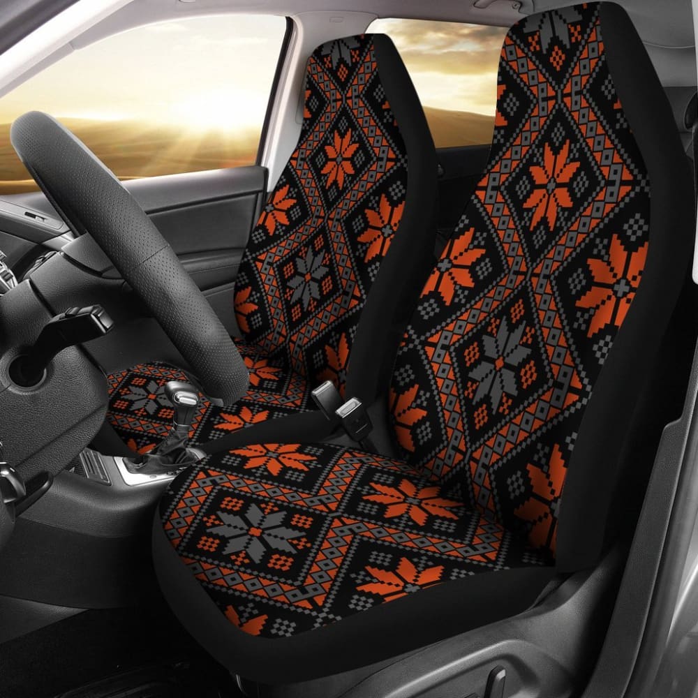 Bulgarian Boho Chic Orange Star Flower Car Seat Covers 101819 - YourCarButBetter