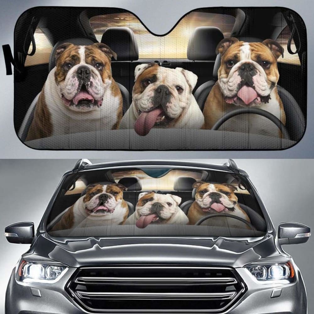 Bulldog Car Auto Sun Shade Funny Dog Windshield 172609 - YourCarButBetter