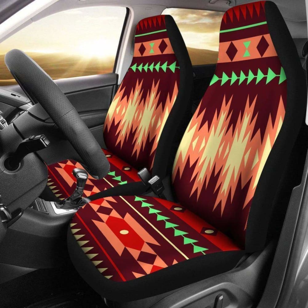 Burgundy Aztec Pattern Seat Covers 110424 - YourCarButBetter