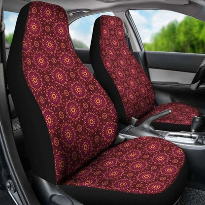 Burgundy With Mandala Pattern Car Seat Covers 105905 - YourCarButBetter