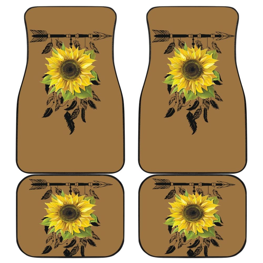 Burlap Style Background With Sunflower Dreamcatcher Car Floor Mats 211402