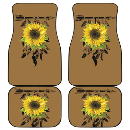 Burlap Style Background With Sunflower Dreamcatcher Car Floor Mats 211402