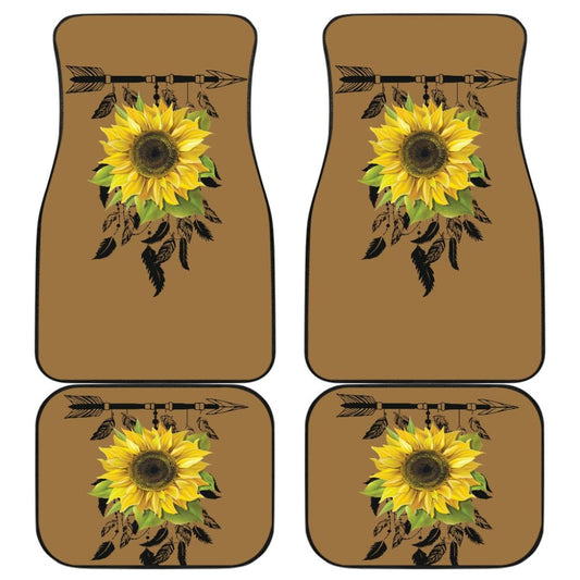 Burlap Style Background With Sunflower Dreamcatcher Car Floor Mats 211402