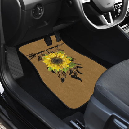 Burlap Style Background With Sunflower Dreamcatcher Car Floor Mats 211402