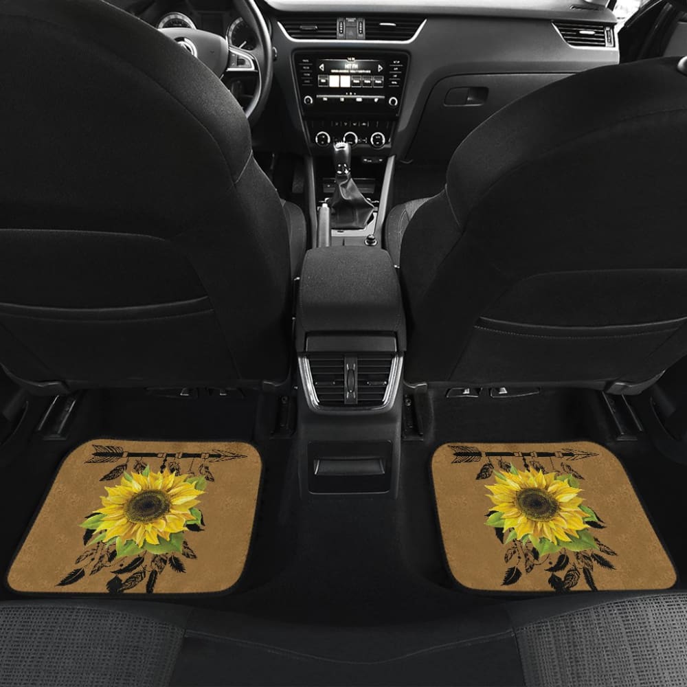 Burlap Style Background With Sunflower Dreamcatcher Car Floor Mats 211402
