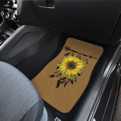 Burlap Style Background With Sunflower Dreamcatcher Car Floor Mats 211402