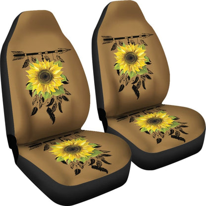 Burlap Style Background With Sunflower Dreamcatcher Car Seat Covers 211402