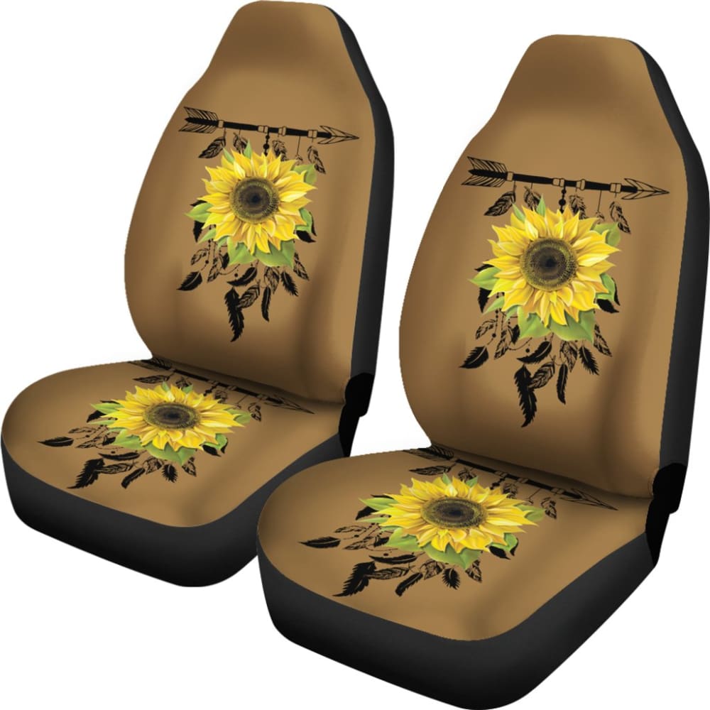 Burlap Style Background With Sunflower Dreamcatcher Car Seat Covers 211402