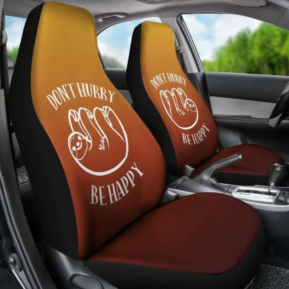 Burnt Orange Sloth Don’T Hurry Be Happy Car Seat Covers 144902