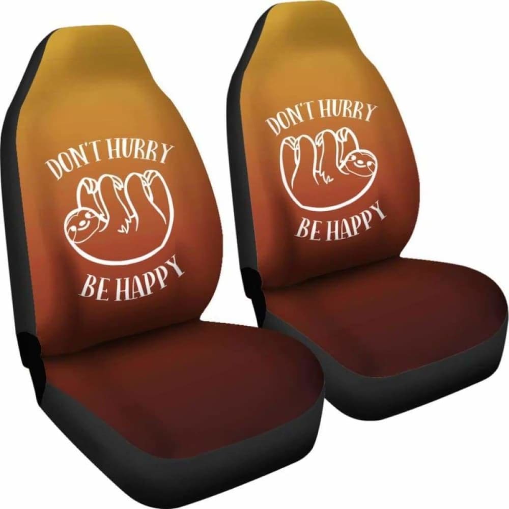 Burnt Orange Sloth Don’T Hurry Be Happy Car Seat Covers 144902