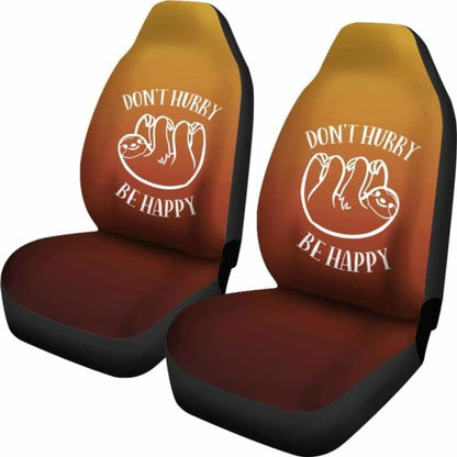 Burnt Orange Sloth Don’T Hurry Be Happy Car Seat Covers 144902