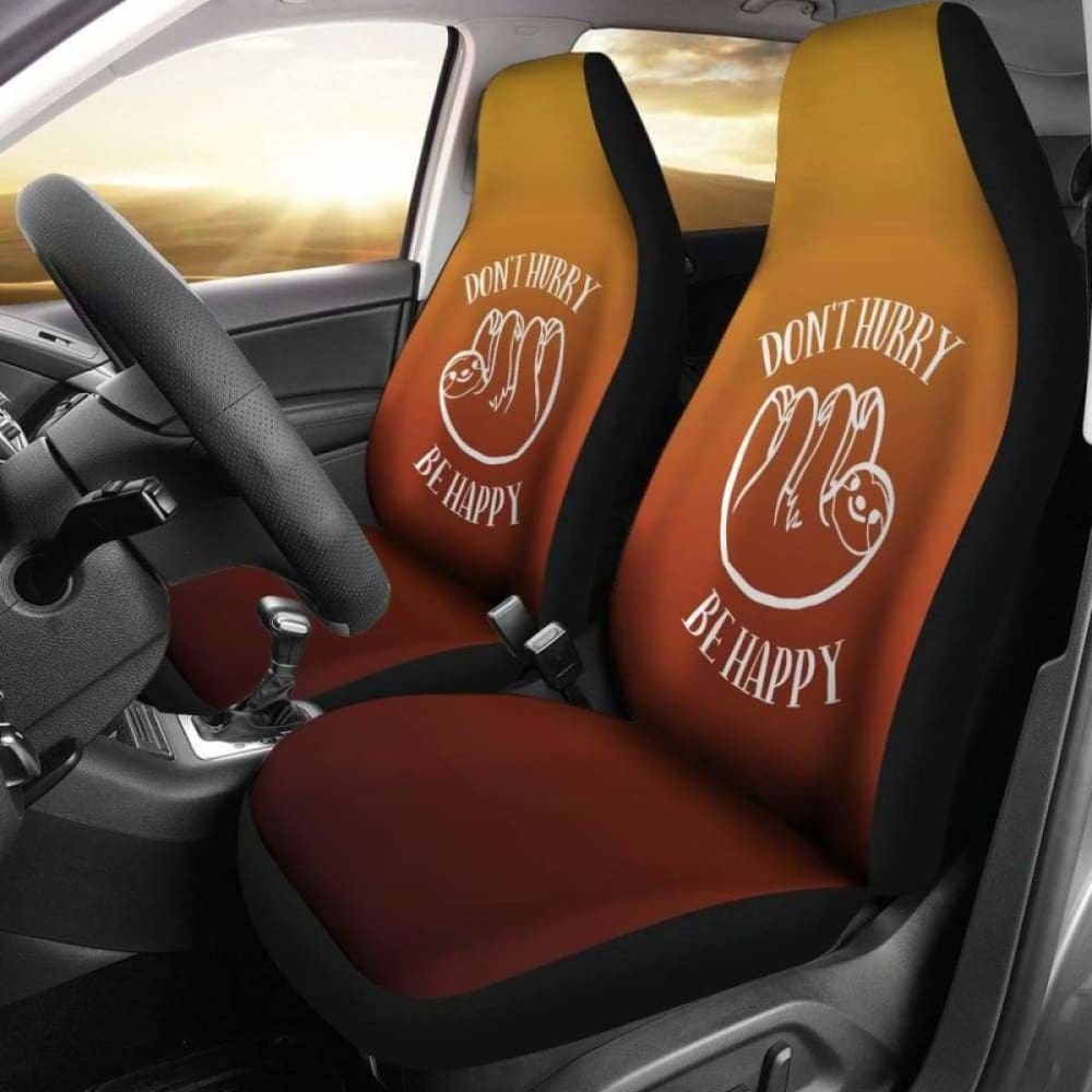 Burnt Orange Sloth Don’T Hurry Be Happy Car Seat Covers 144902