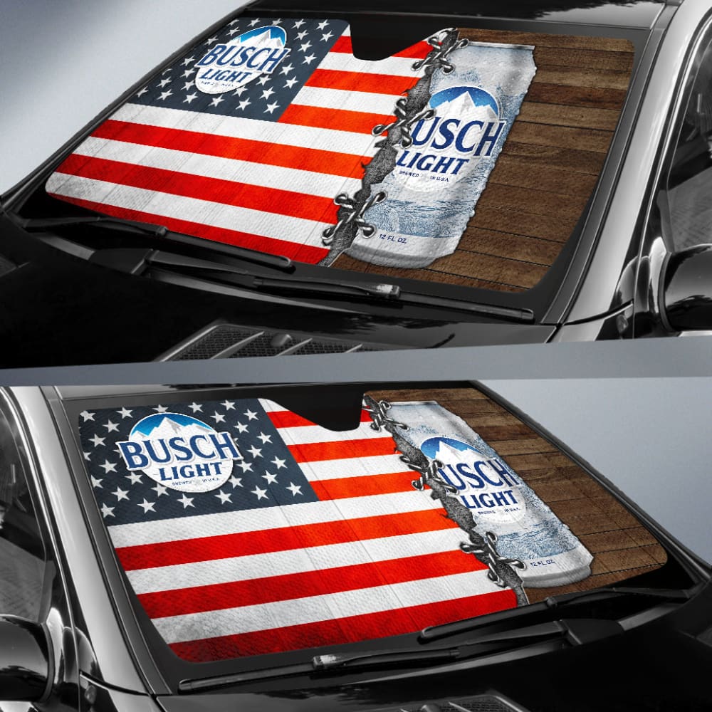 Busch Light Car Auto Sun Shades American Flag Beer Lover 211301 - YourCarButBetter