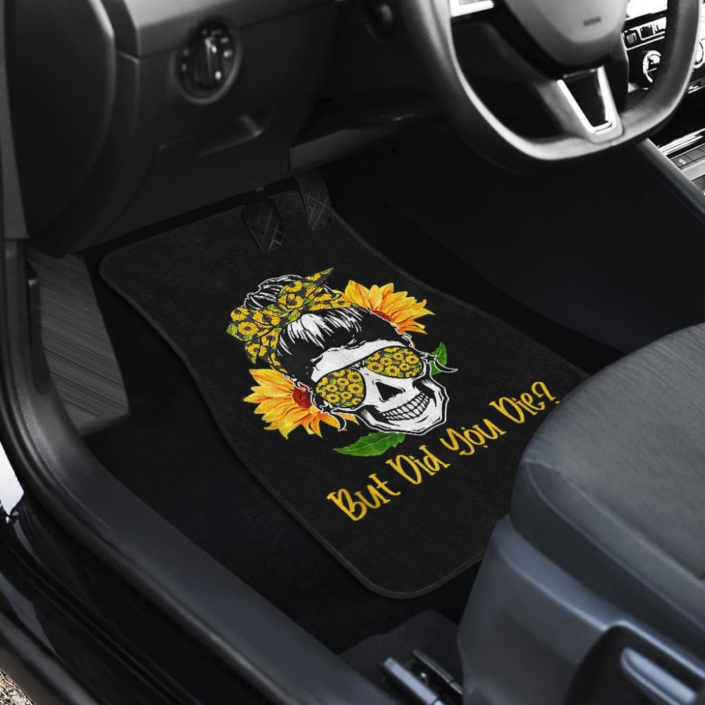 But Did You Die Sunflower Skull Sunglasses Bandana Car Floor Mats 211804 - YourCarButBetter