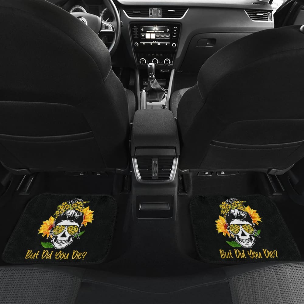 But Did You Die Sunflower Skull Sunglasses Bandana Car Floor Mats 211804 - YourCarButBetter