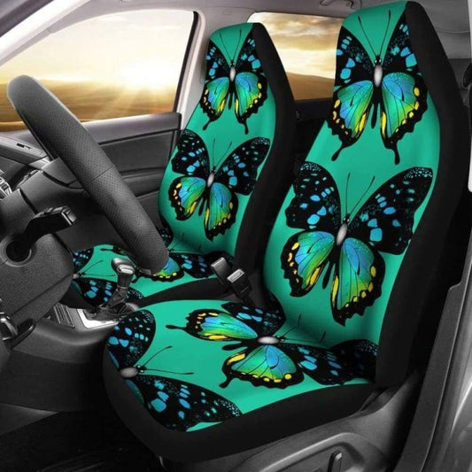 Butterfly Green Background Car Seat Covers 171204