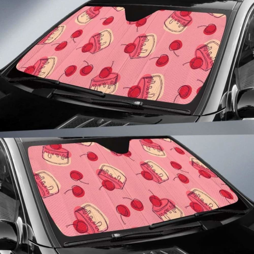 Cake Cherry Pattern Car Auto Sun Shades 460402 - YourCarButBetter