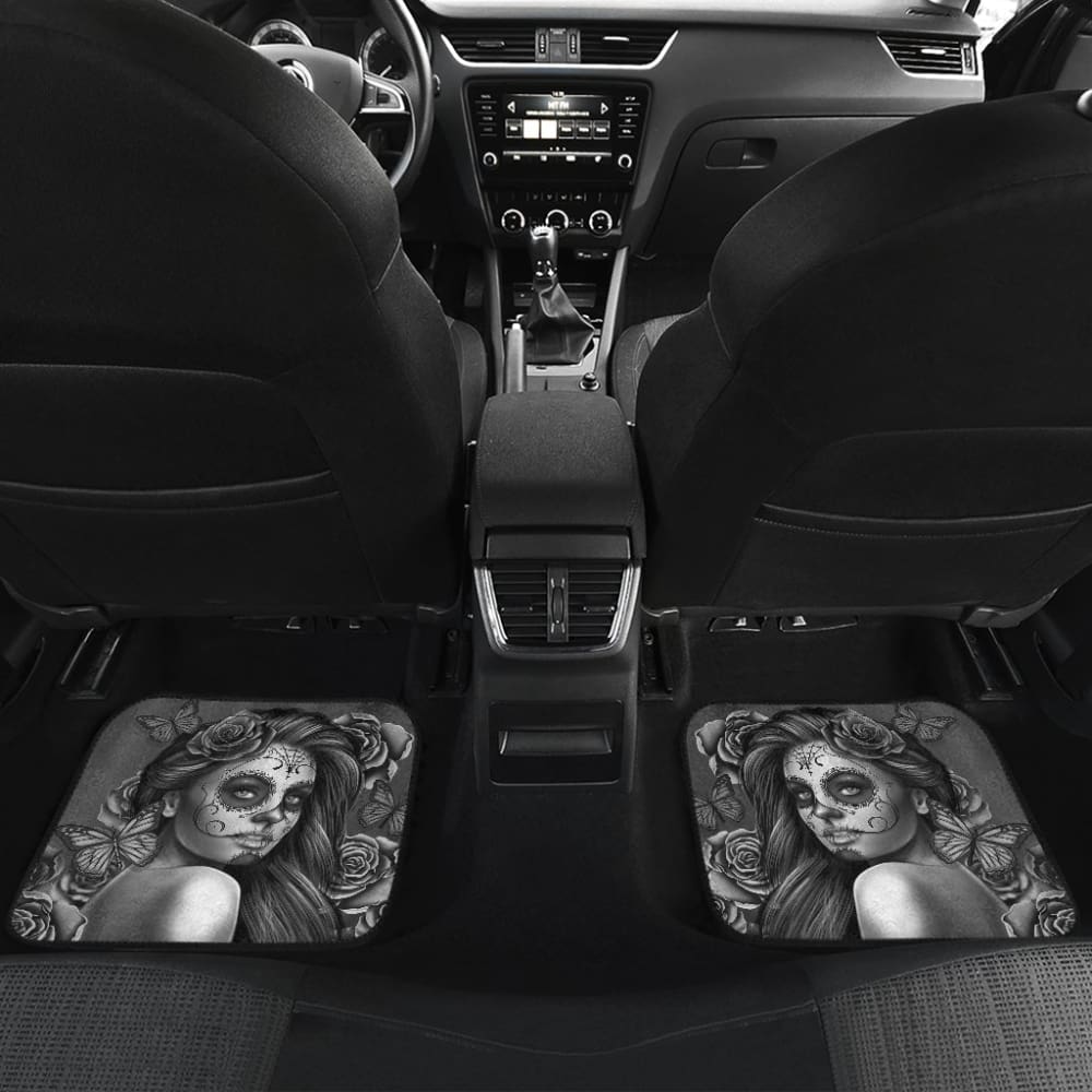 Calavera Fresh Look Design #2 Car Floor Mats (Vintage Retro Front & Back) 094201 - YourCarButBetter