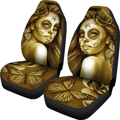 Calavera Fresh Look Design #2 Car Seat Covers (Hazel Sparkle & Shine Rose) - 174510 - YourCarButBetter