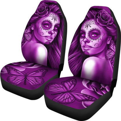 Calavera Fresh Look Design #2 Car Seat Covers (Purple Night Owl Rose) - 174510 - YourCarButBetter