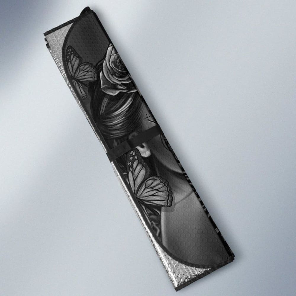 Calavera Girl - Black and White - Auto Sun Shade 182102 - YourCarButBetter