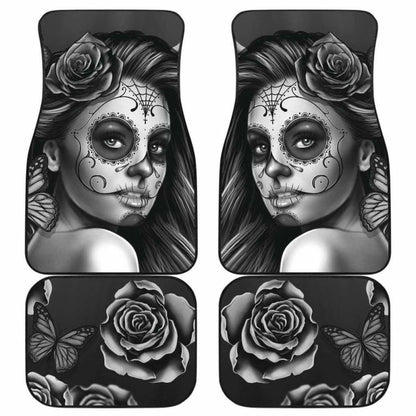 Calavera Girl - Black and White - Front and Back Car Floor Mats 101807