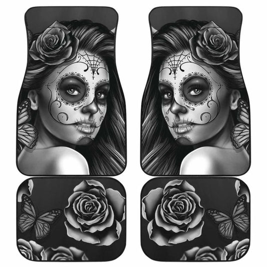 Calavera Girl - Black and White - Front and Back Car Floor Mats 101807