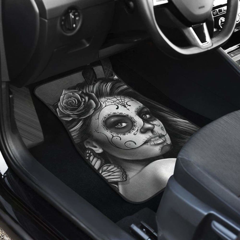 Calavera Girl - Black and White - Front and Back Car Floor Mats 101807