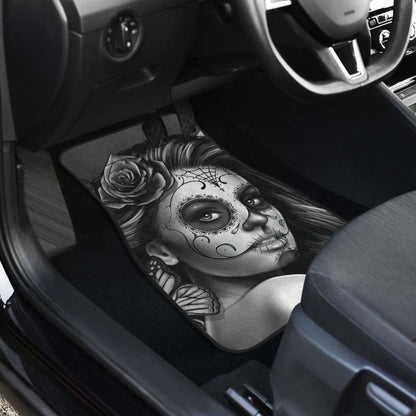 Calavera Girl - Black and White - Front and Back Car Floor Mats 101807